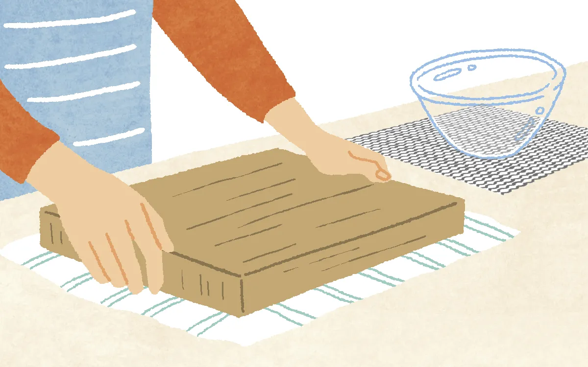 作業するときは調理台の安定した場所で