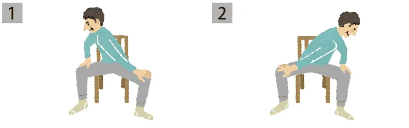 椅子を使って体幹と下半身を動かすストレッチ