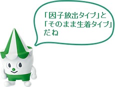 スコッピィ:「因子放出タイプ」と「そのまま生着タイプ」だね