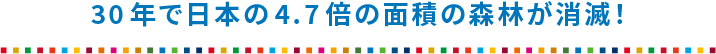 30年で日本の4.7倍の面積の森林が消滅!